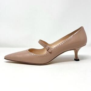 MANOLO BLAHNIK Vintage Nude Leather Mary Jane Pumps – Size 41